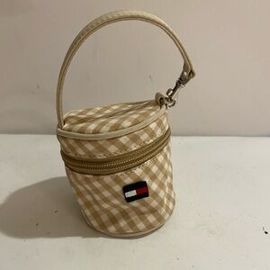 Tommy Hilfiger Tan Checkered Mini Cosmetic Bag (OY)
